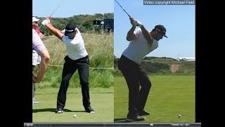 Jon Rahm golf swing  Long Iron faceon amp downtheline July 2017 [upl. by Hallutama]