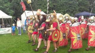 Roman Reenactment at the Amphitheatre in Caerleon Marching In [upl. by Erlandson631]