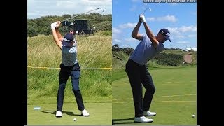 Justin Thomas golf swing  Long Iron faceon amp downtheline July 2017 [upl. by Nnaarual]