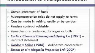 Misrepresentation Lecture 1 of 4 [upl. by Jordan]